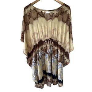 Coco Beach Hawaii Hawaiian Floral Hibiscus Tropical Earthy Swim Cover Up Dress